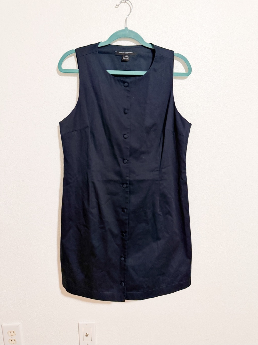 French Connection Navy Sleeveless Button-Front Mini Dress NWOT